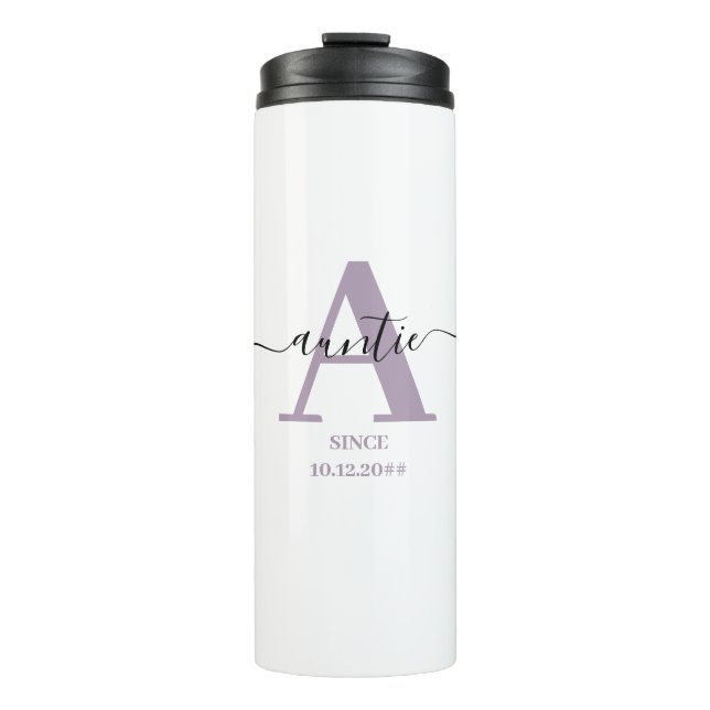 Auntie Elegant Script Monogram Thermal Tumbler (Front)