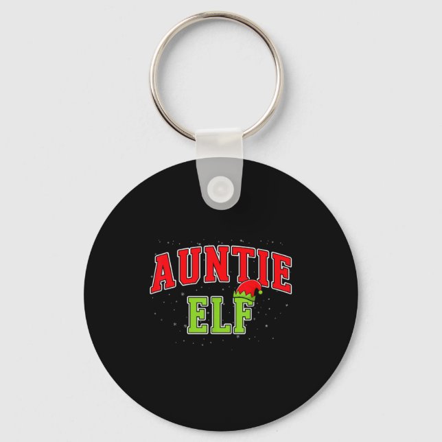 Auntie Elf Christmas Family Matching Group Xmas Si Keychain (Front)