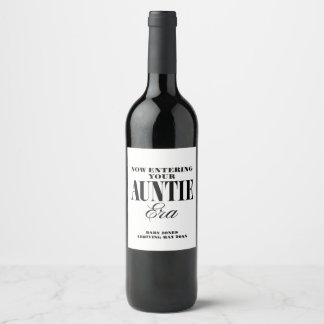 Auntie Era Pregnancy Announcement Wine Labels