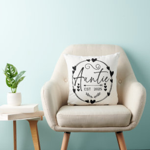Auntie Est 2024 Pregnancy Announcement Aunt Funny Throw Pillow