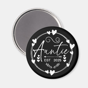 Auntie Est 2025 Baby Announcement Cool Aunt Humour Magnet