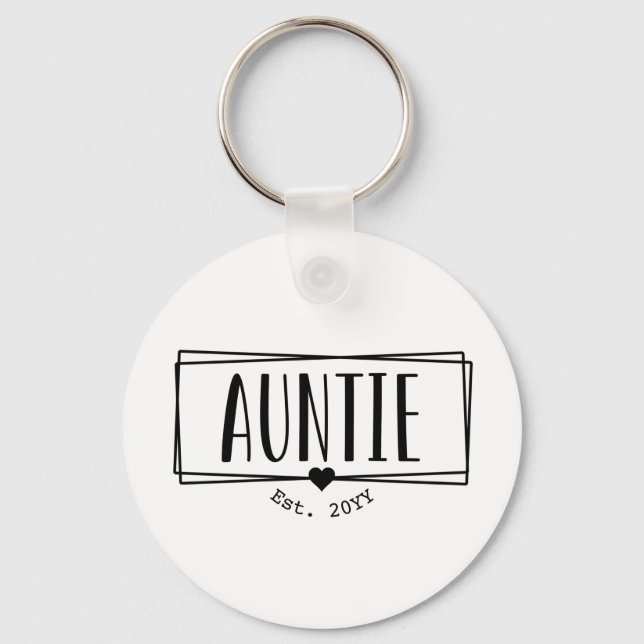 Auntie Est. Custom Aunt established New Aunt Gifts Keychain (Front)