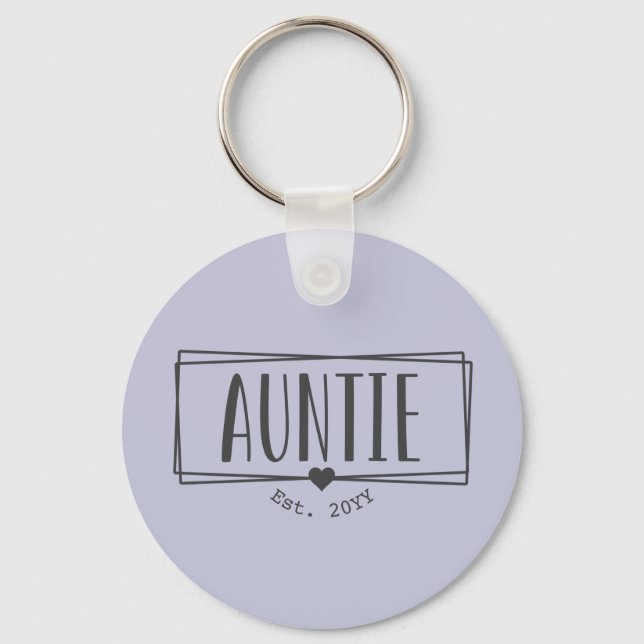 Auntie Est. Custom Aunt established New Aunt Gifts Keychain (Front)