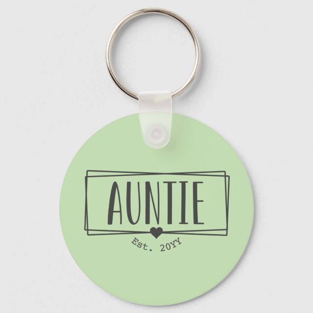 Auntie Est. Custom Aunt established New Aunt Gifts Keychain (Front)