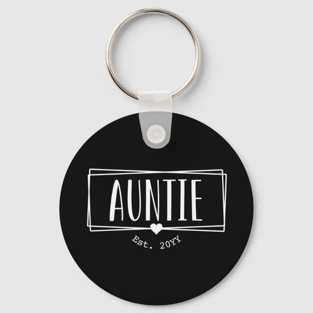 Auntie Est. Custom Aunt established New Aunt Gifts Keychain (Front)