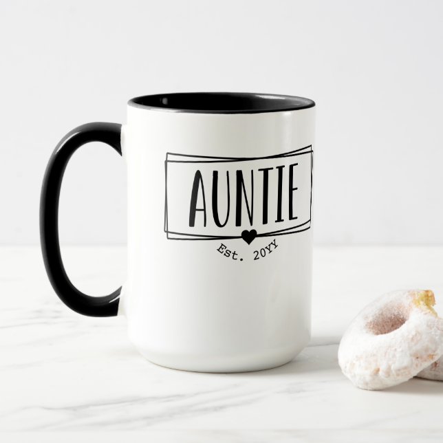 Auntie Est. Custom Aunt established New Aunt Gifts Mug (With Donut)