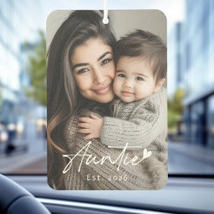 Auntie Est year handwritten script heart Air Freshener