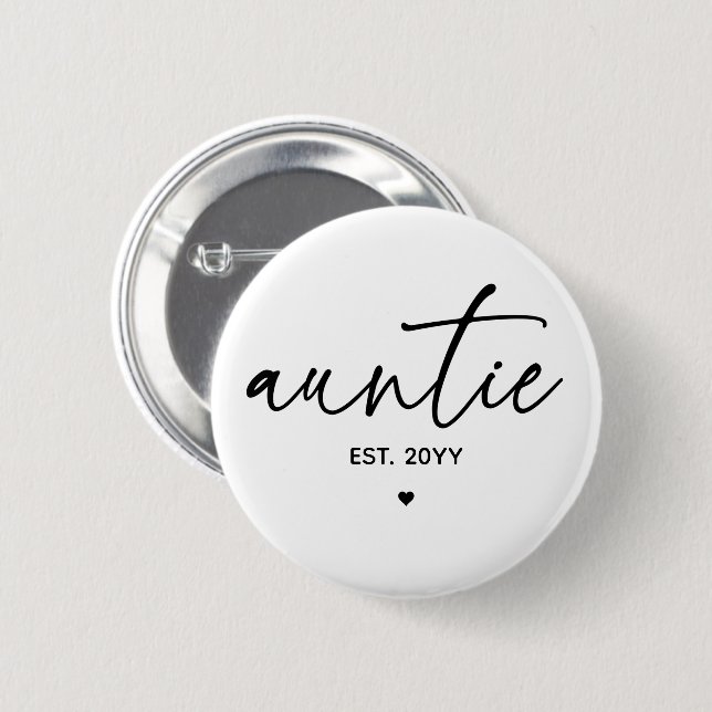 Auntie Established Elegant Typography New Aunt 2 Inch Round Button (Front & Back)