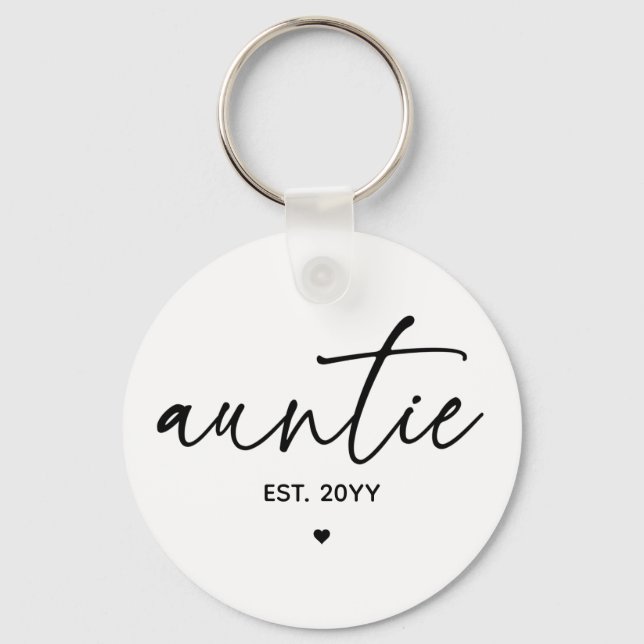 Auntie Established Elegant Typography New Aunt Keychain (Front)