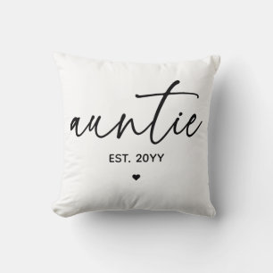 Auntie Established Elegant Typography New Aunt Throw Pillow