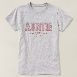Auntie Floral Varsity Letter Coquette Bow Custom T-Shirt