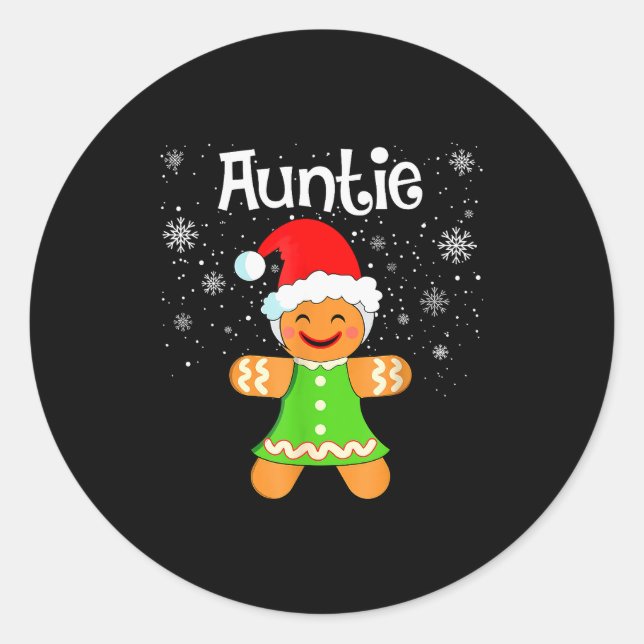 Auntie Gingerbread Family Matching Christmas Women Classic Round Sticker (Front)