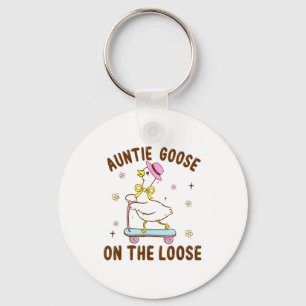 Auntie Goose On The Loose Funny Birthday Matching Keychain