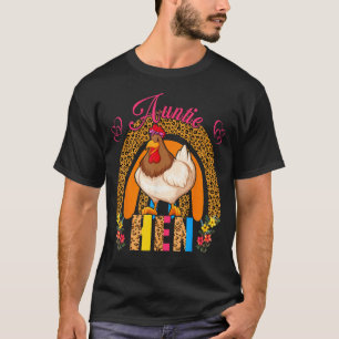 Auntie Hen Cute Floral Chicken Bow Tie Rainbow Mot T-Shirt