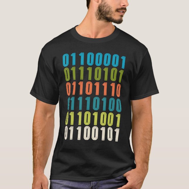 Auntie In Binary Code  Aunt Coder Programmers Tech T-Shirt (Front)