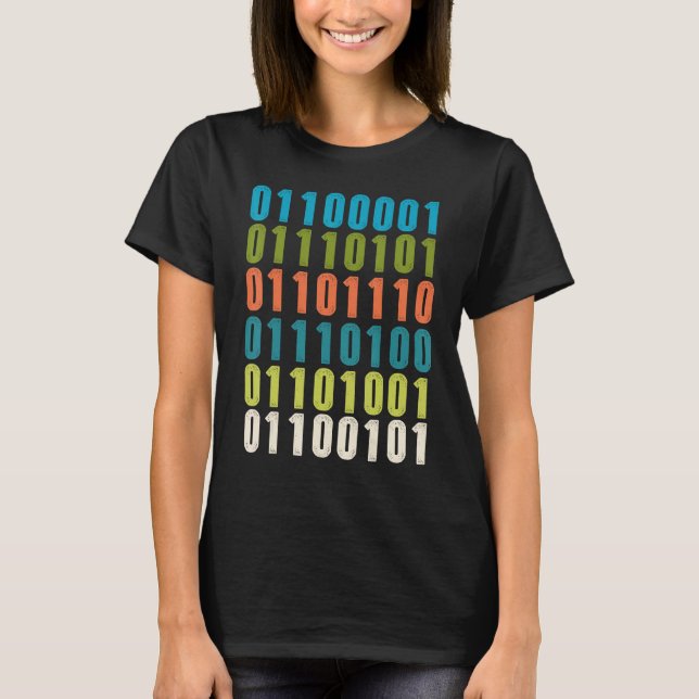 Auntie In Binary Code  Aunt Coder Programmers Tech T-Shirt (Front)