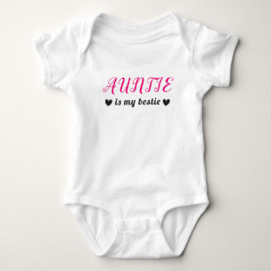 Auntie Is My Bestie Hearts Pink Black Baby Bodysuit