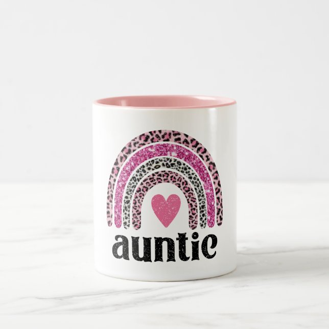 Auntie Leopard Rainbow Two-Tone Coffee Mug (Center)