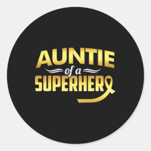 Auntie Of A Superhero Childhood Cancer Awareness Classic Round Sticker