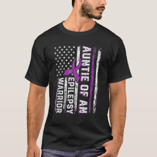 Auntie of a Warrior Epilepsy Purple Ribbon Support T-Shirt