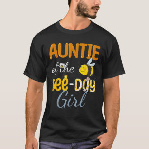 Auntie of Bee Day Girl Tee Floral Family Hive Part