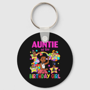 Auntie Of Birthday Girl Gracie Birthday Dolls Girl Keychain