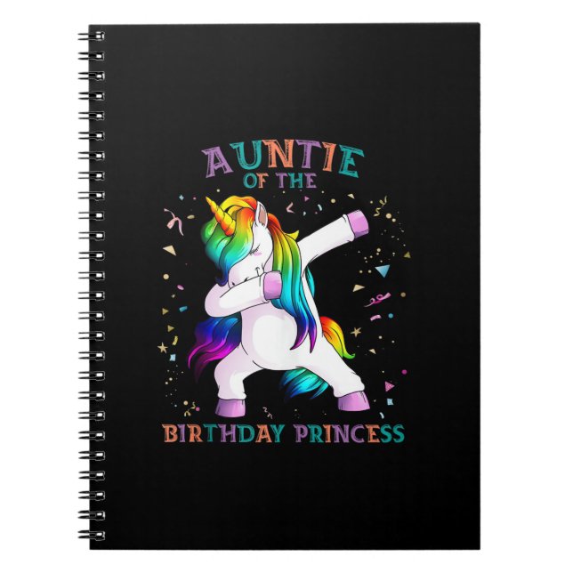 Auntie of Birthday Princess Dab Unicorn Aunt Rainb Notebook (Front)