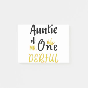 Auntie of MR Onederful Funny 1st Birthday T-Shirt Post-it Notes