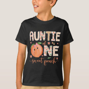 Auntie Of One Sweet Peach 1st Birthday Girl Party T-Shirt