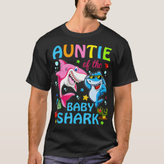 Auntie Of The Baby Shark Birthday Auntie Shark Chr T-Shirt