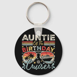 Auntie of the Birthday Cruiser Vacation Circle Keychain