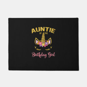 Auntie Of The Birthday Girl Unicorn Family Matchin Doormat