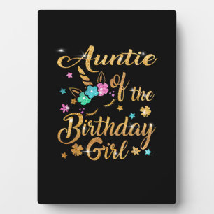 Auntie of The Birthday Girl Unicorn T-Shirt Plaque