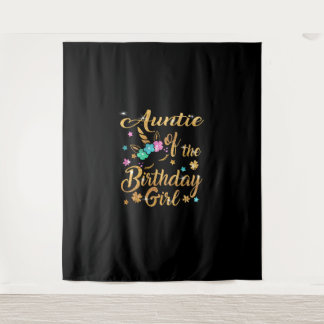 Auntie of The Birthday Girl Unicorn T-Shirt Tapestry