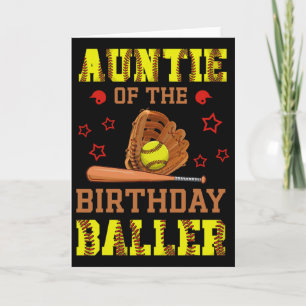 Auntie Of The Birthday Ller Softll Themed B-day Pa Card