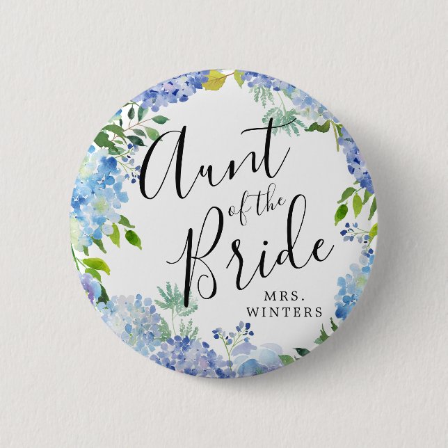 Auntie of the Bride | Carolina Bloom Wedding 2 Inch Round Button (Front)