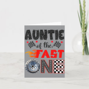 Auntie Of The Fast One Racing Car 1st Birthday Boy Card