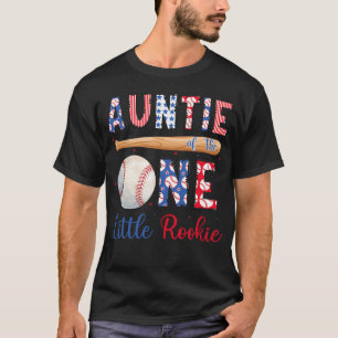 Auntie Of The One Little Rookie Baseball 1St T-Shirt