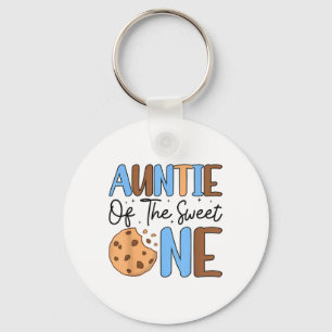 Auntie Of The Sweet One Cookies &amp; Milk 1st Bir Keychain