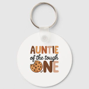 Auntie of the tough one cookies milk 1st birthday keychain