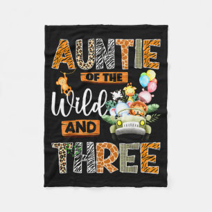 Auntie Of The Wild And Three 3rd Birthday Boy Safa Fleece Blanket