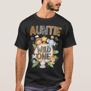Auntie Of The Wild One First Birthday Safari Jungl T-Shirt