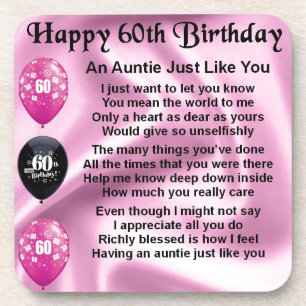 Auntie Poem - 60th Birthday Coaster