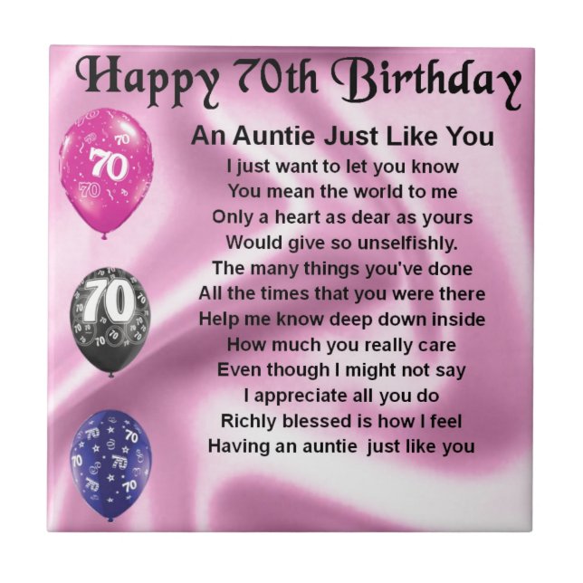 Auntie Poem - 70th Birthday Tile (Front)