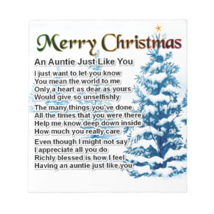 Auntie Poem  Christmas Design Notepad