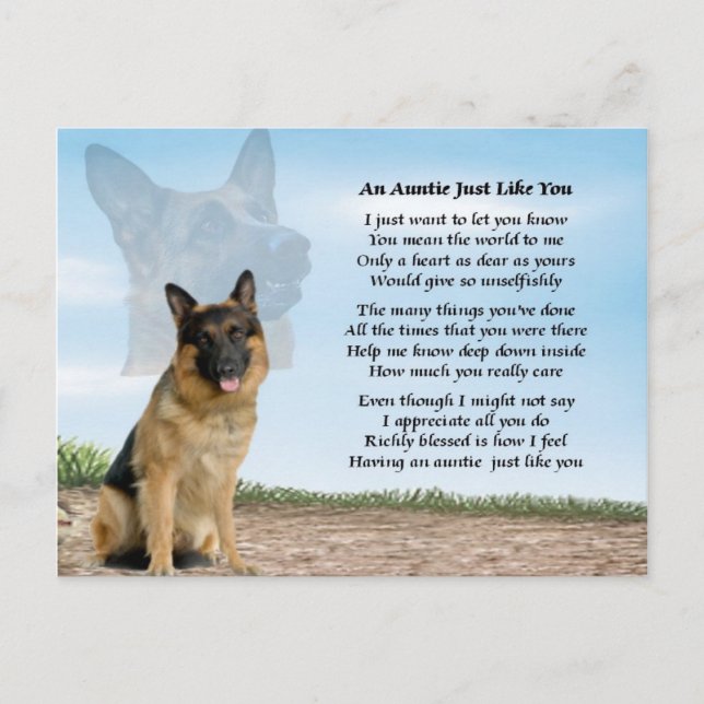 Auntie poem - German Shepherd Dog Postcard (Front)
