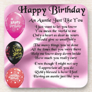 Auntie Poem - Happy Birthday Coaster