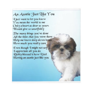 Auntie Poem  - Shih Tzu Dog design Notepad