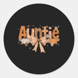 Auntie Pumpkin Fall Coquette Bow Thanksgiving Mom Classic Round Sticker