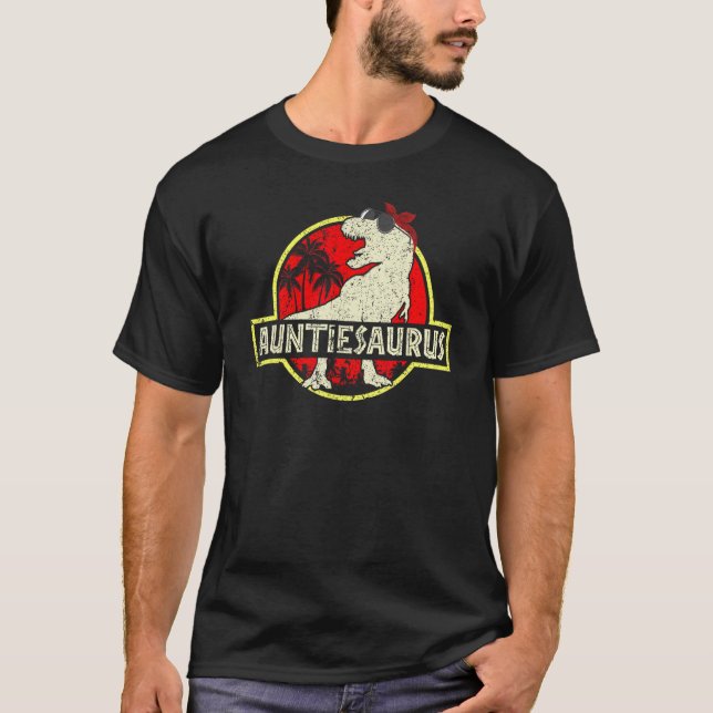 Auntie Saurus Dinosaur Auntiesaurus Rex Family Mat T-Shirt (Front)